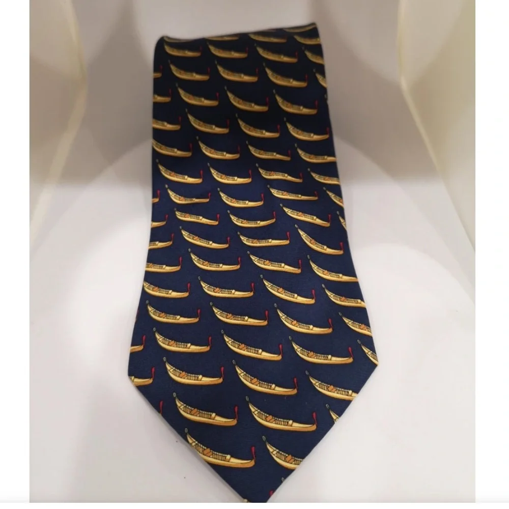 Italian silk Fabris blue gondola necktie